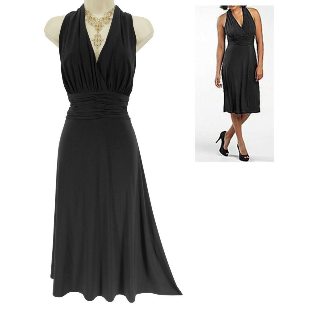 Evan Picone Black Halter Midi Dress